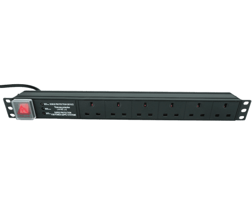 UK Socket / UK Plug PDU Horizontal 6 Way Surge with Filtering