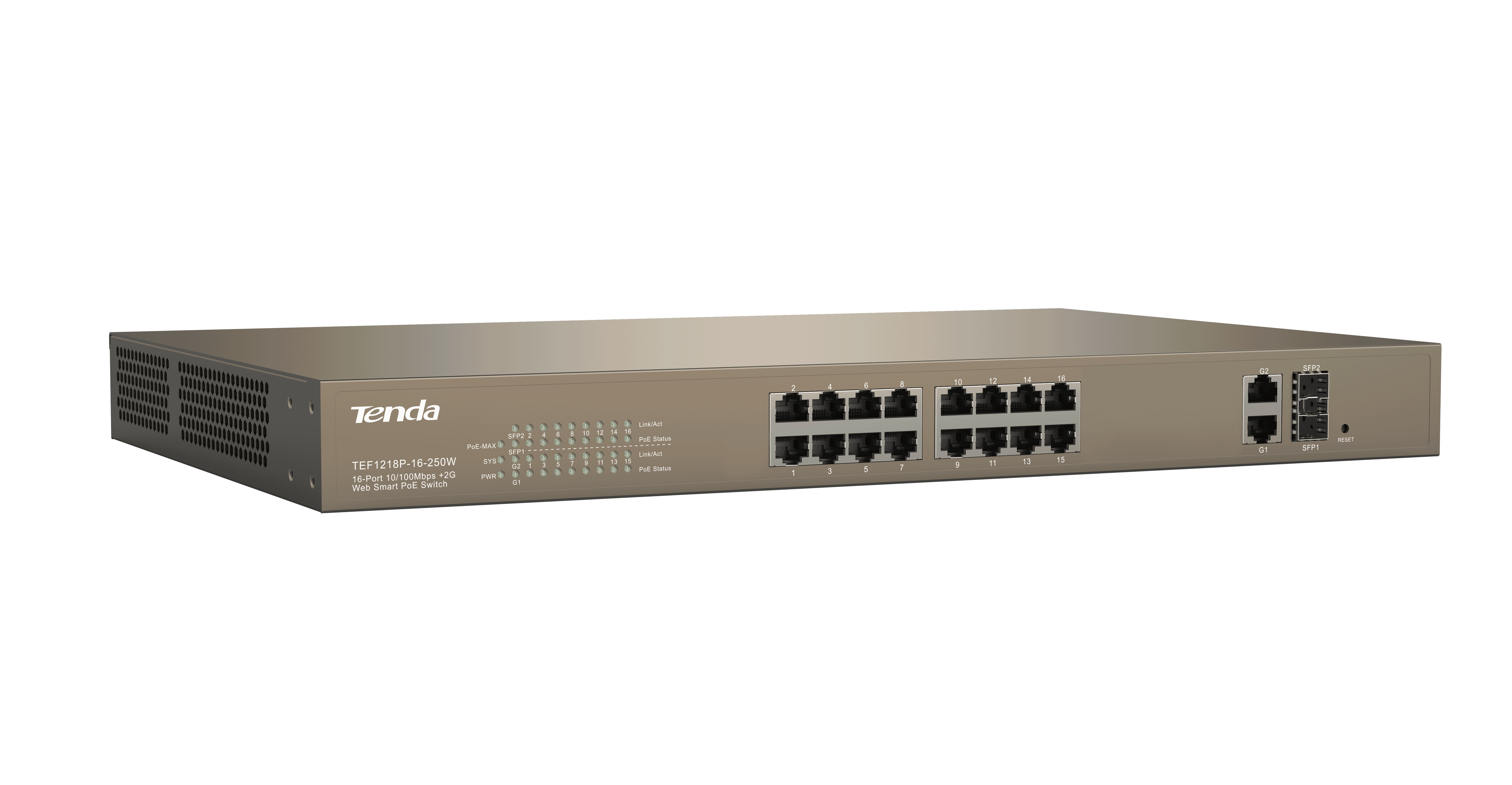 Tenda TEF1218P-16-250W 16 Port PoE Web Smart Switch