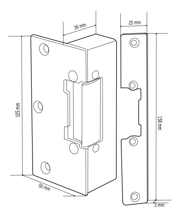 CDVI Electronic Fail-safe Adjustable Door Strike 12V DC