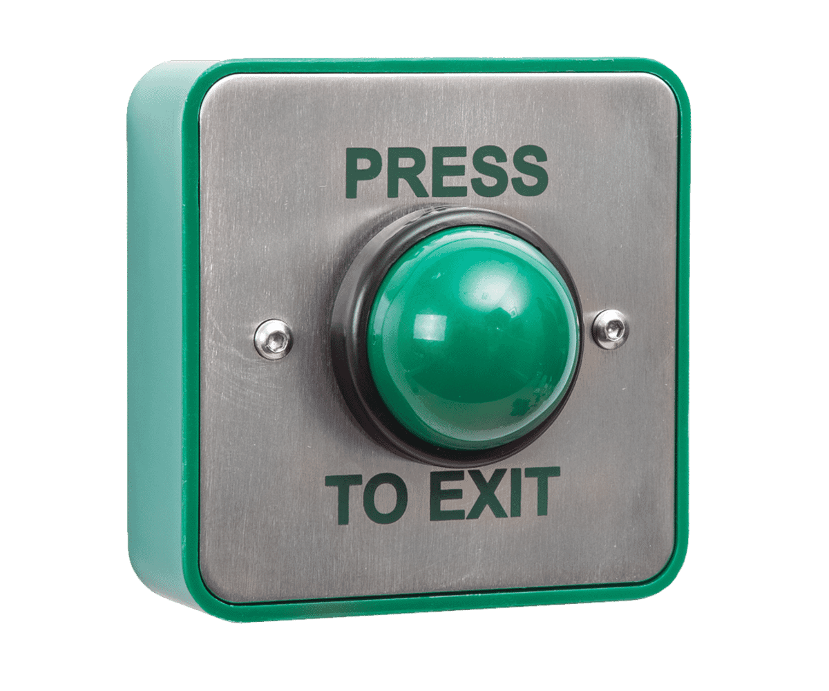 RGL Large Green Stainless Steel Push to Exit Mushroom Button | Connectec.uk