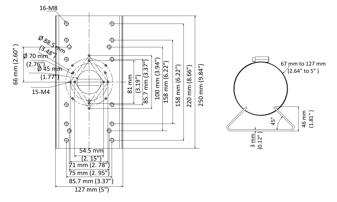 Hikvision DS-1275ZJ-SUS Stainless Steel Pole Mount Bracket