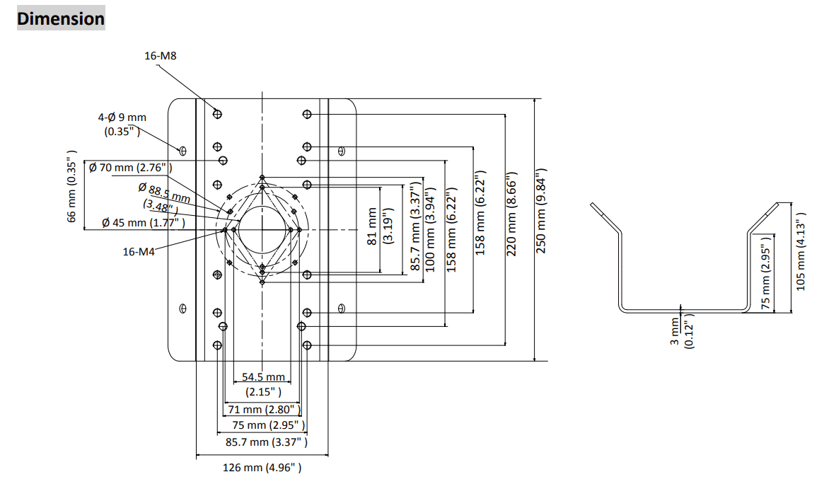 Hikvision DS-1276ZJ-SUS Black Stainless Steel Corner Bracket