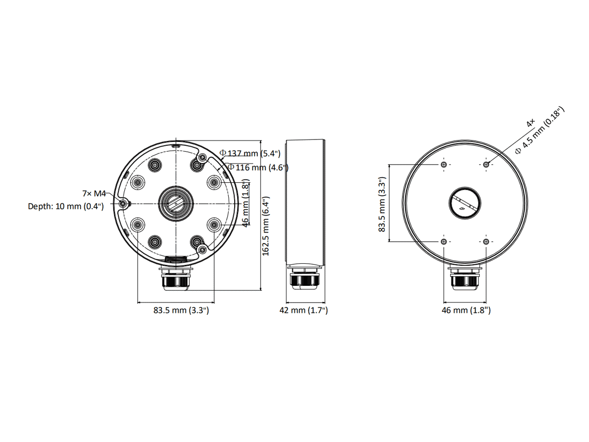 Hikvision DS-1280ZJ-DM21/BLACK Junction Box Deep Base