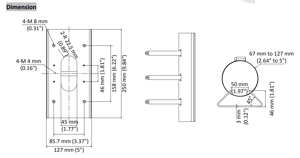 Hikvision DS-1475ZJ-SUS Stainless Steel Pole Bracket