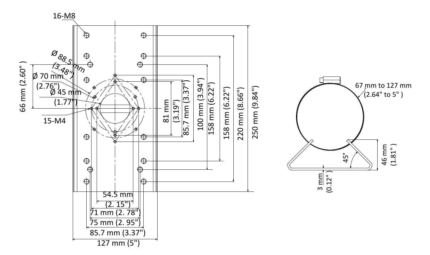 Hikvision DS1275ZJSUS/BLACK Stainless Steel Pole Mount Bracket