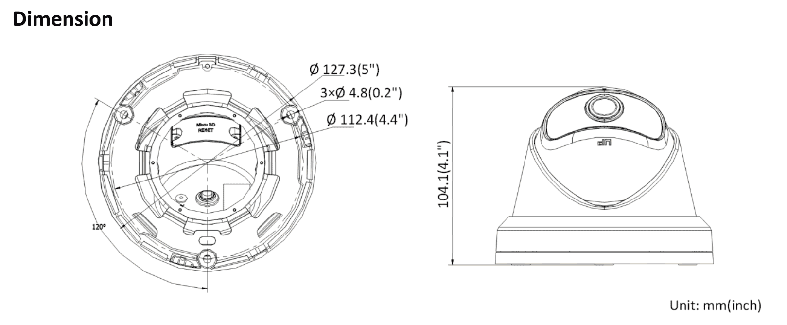 Hikvision DS-2CD2345G0P-I 4MP IP Ultra Wide Turret Camera 1.68mm