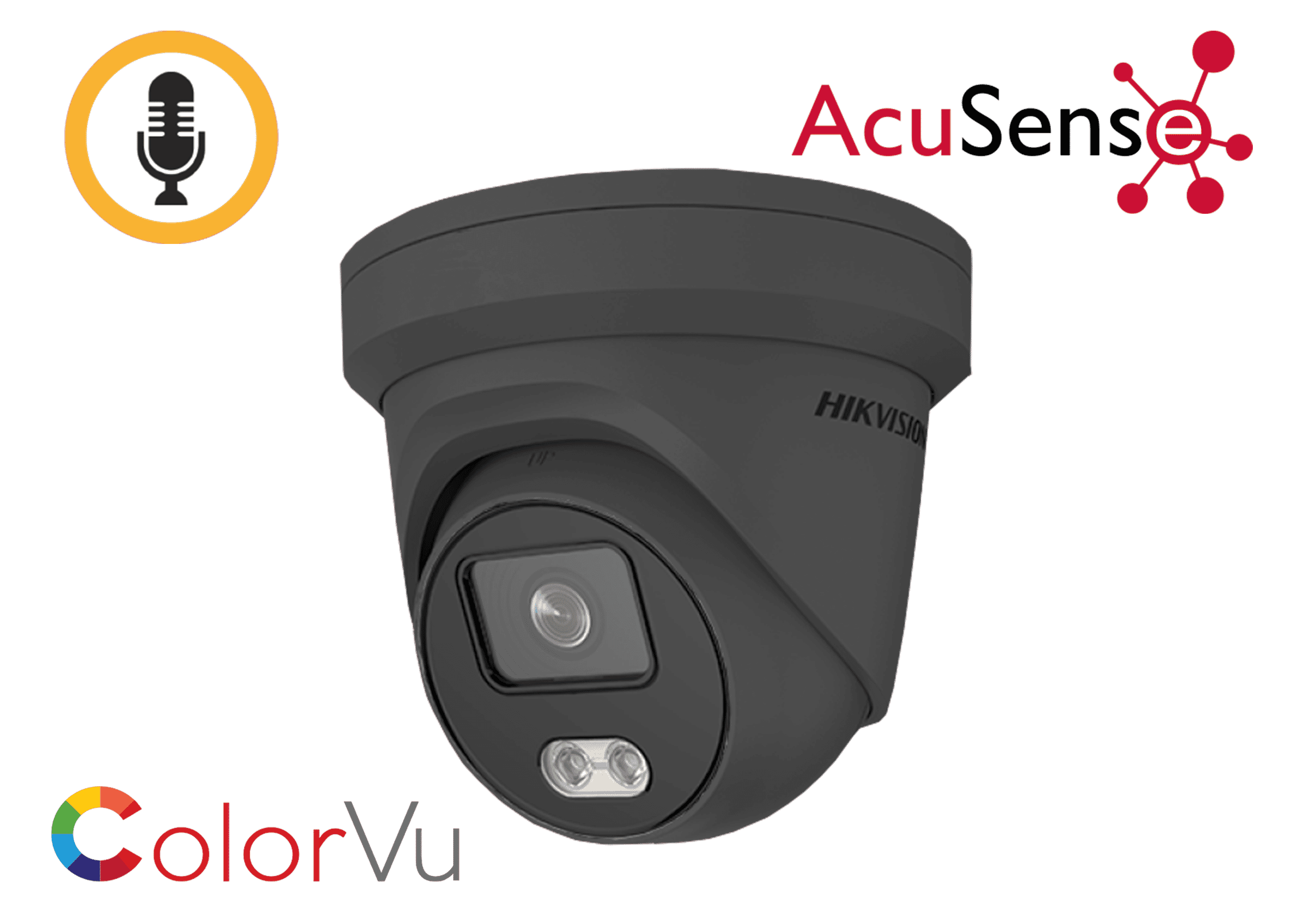 Hikvision DS-2CD2347G2-LU/GREY 4MP IP ColorVu Acusense Audio Turret 2.8mm