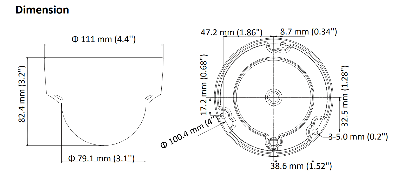 Hikvision DS-2CE57H8T-VPITF 5MP TVI Low light Dome 2.8mm