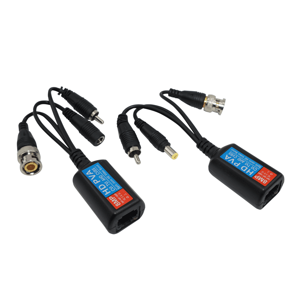 4K HD Power and Video Balun RJ45-BNC+DC+RCA