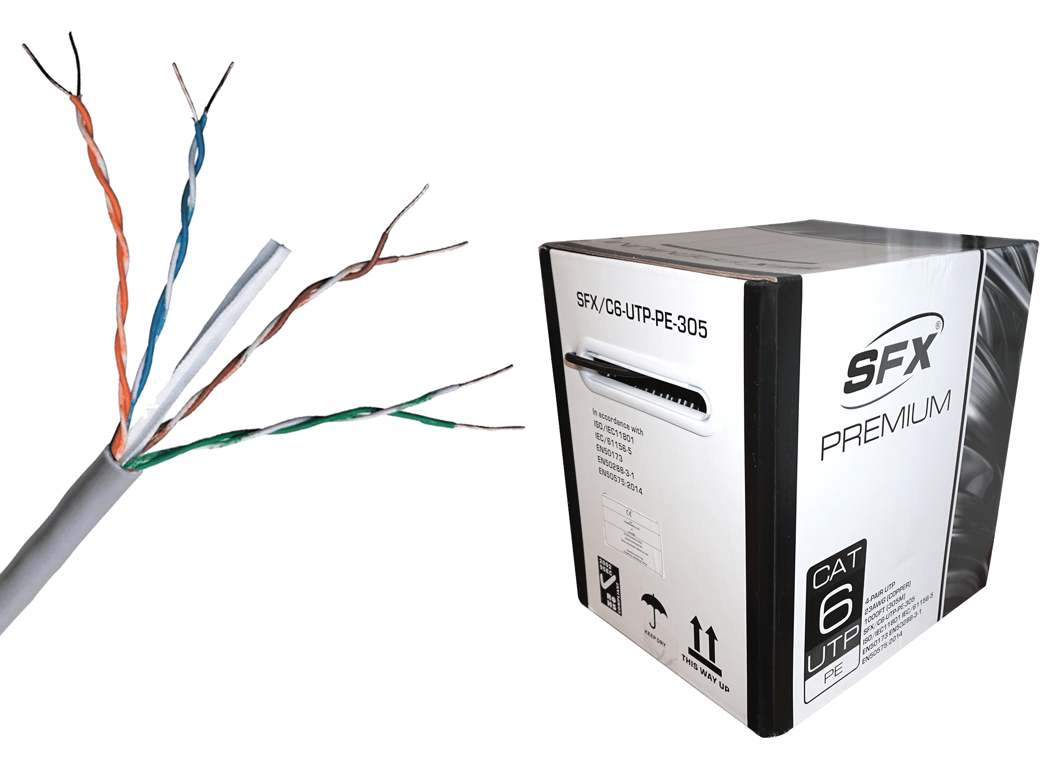 Cat 6 UTP PE External Solid Cable 305m Box Connectec.uk