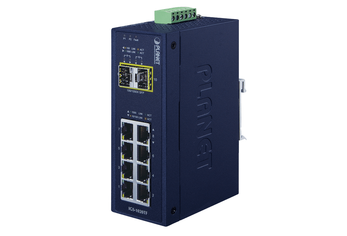 Planet IGS-1020TF Industrial 8 Port + 2 SFP Gigabit Switch