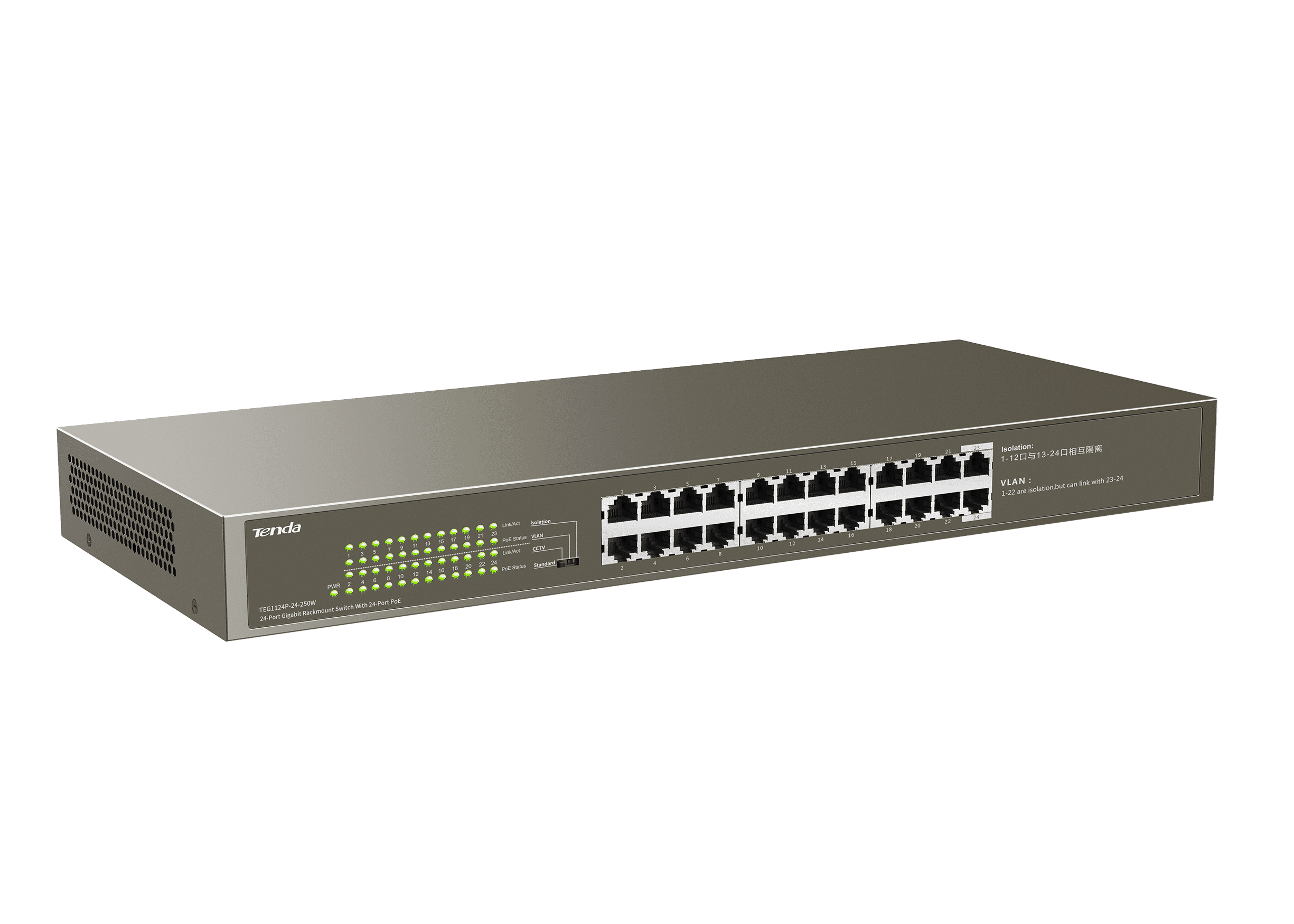 Tenda TEG1124P-24-250W 24 Port Managed Gigabit PoE Switch