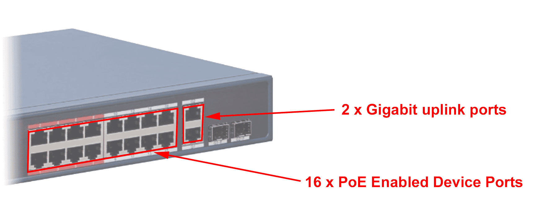 Hikvision DS-3E1318P-E 16 Port Web Managed PoE Switch, 16x100M, 2x1000M  Combo Port, 802.3 af at, 230W – Security Wholesalers