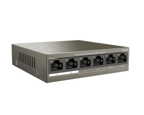 Tenda TEF1106P-4-63W 4 Port 10/100 PoE Switch with Dual Uplink