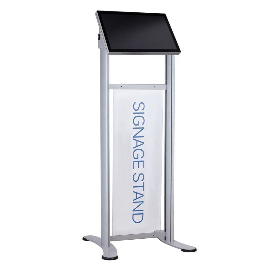 Free standing digital signage stand with POS slot | Connectec.uk
