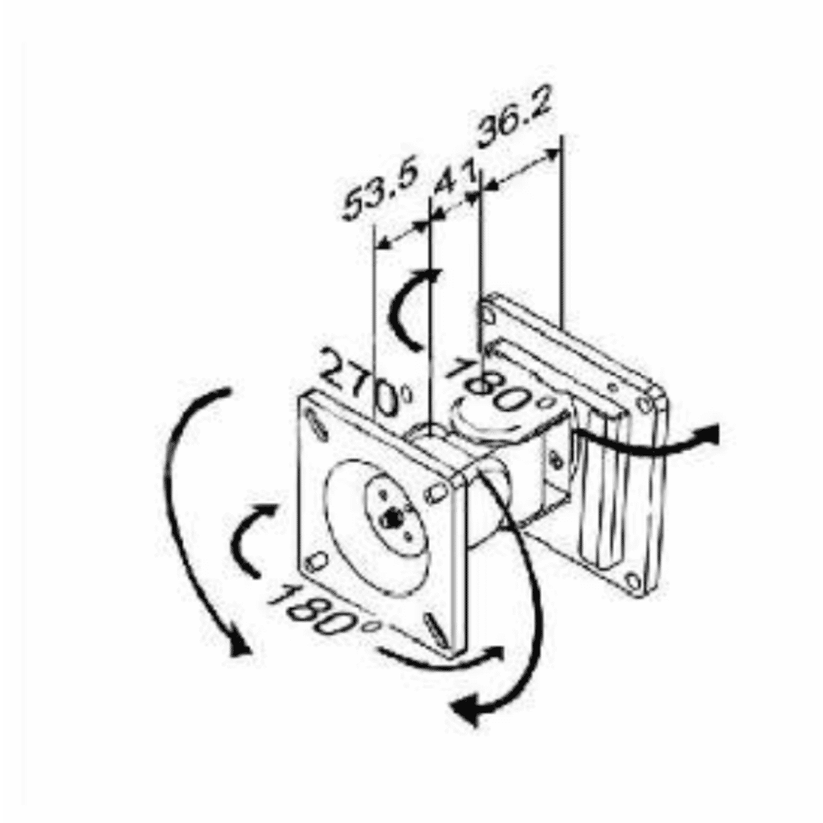 Compact 2-Axis wall mount for PC monitors and screens