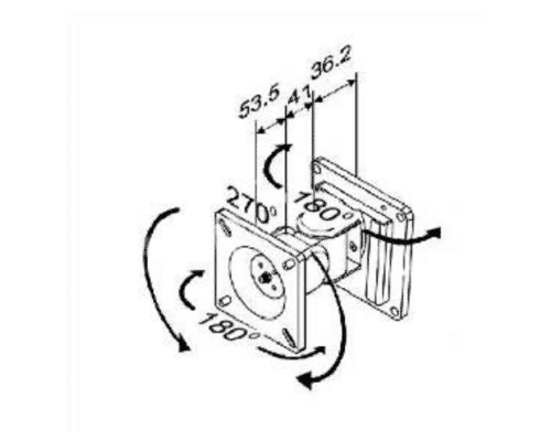 Compact 2-Axis wall mount for PC monitors and screens