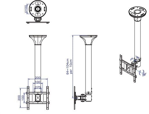 Heavy duty ceiling mount TV bracket up to 20 kg | Connectec.uk