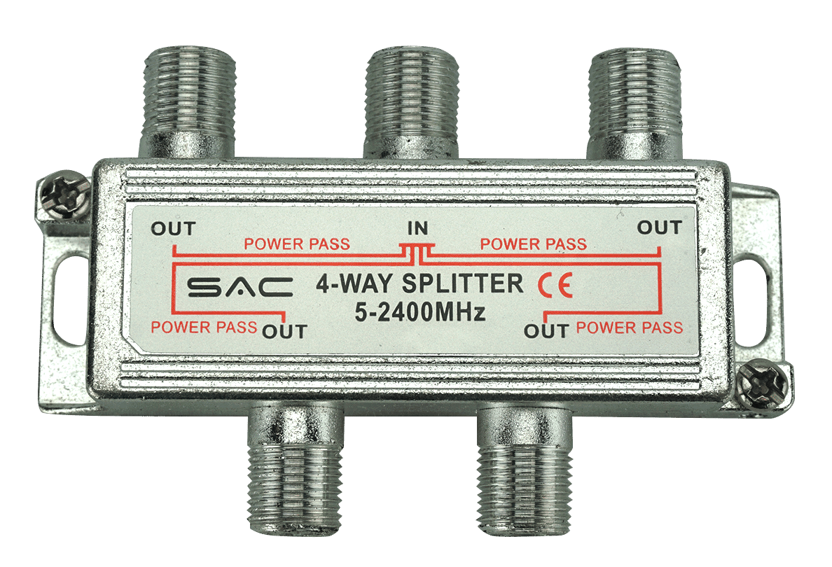 4 Way Aerial or Satellite Splitter with DC Pass