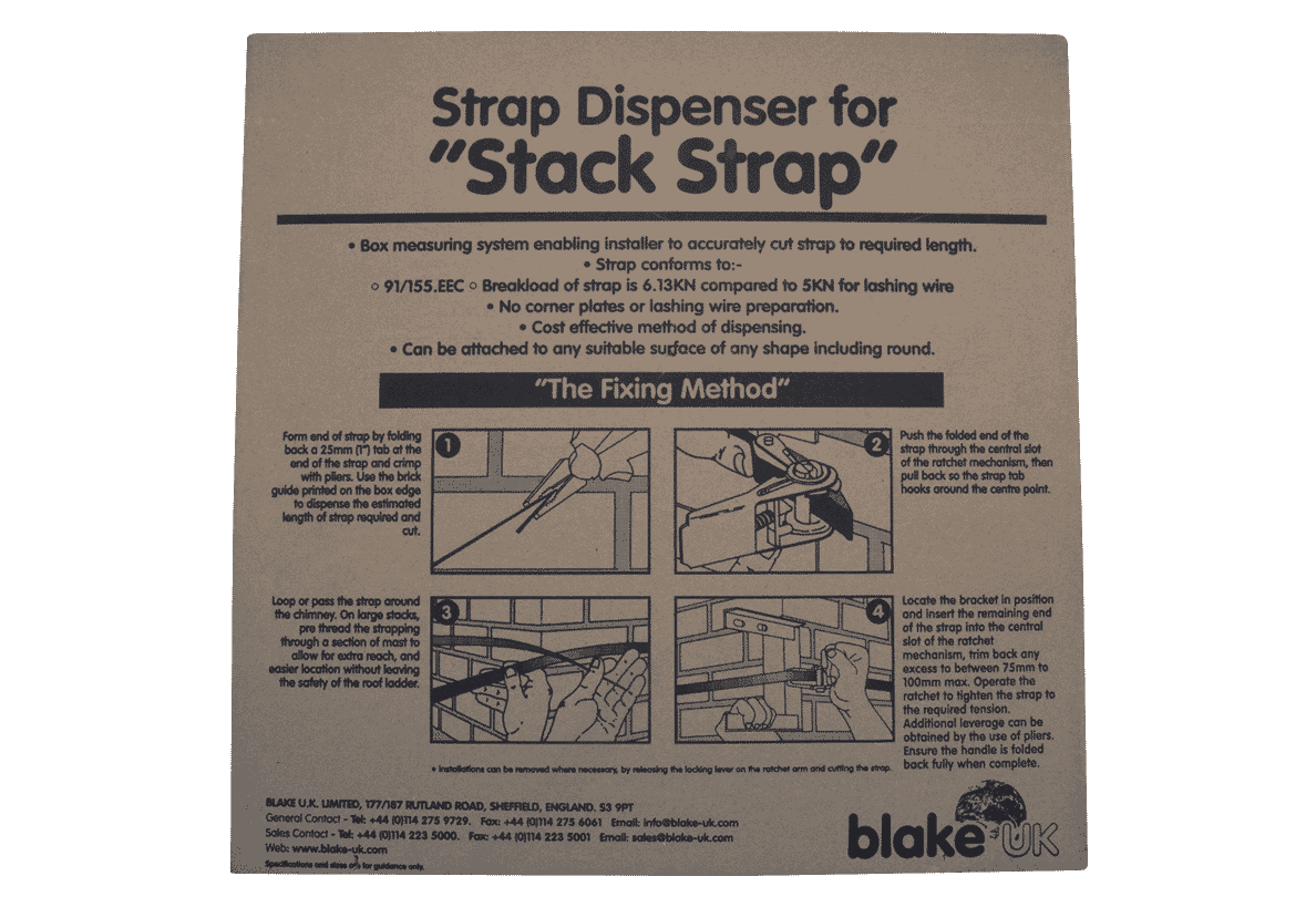 PET Ratchet Strapping for Chimney Brackets in 5, 50 or 100m lengths