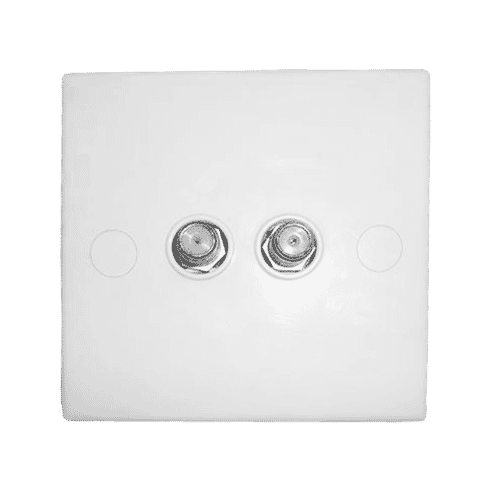 Twin TV or Satellite F Plug Wall Face Plate