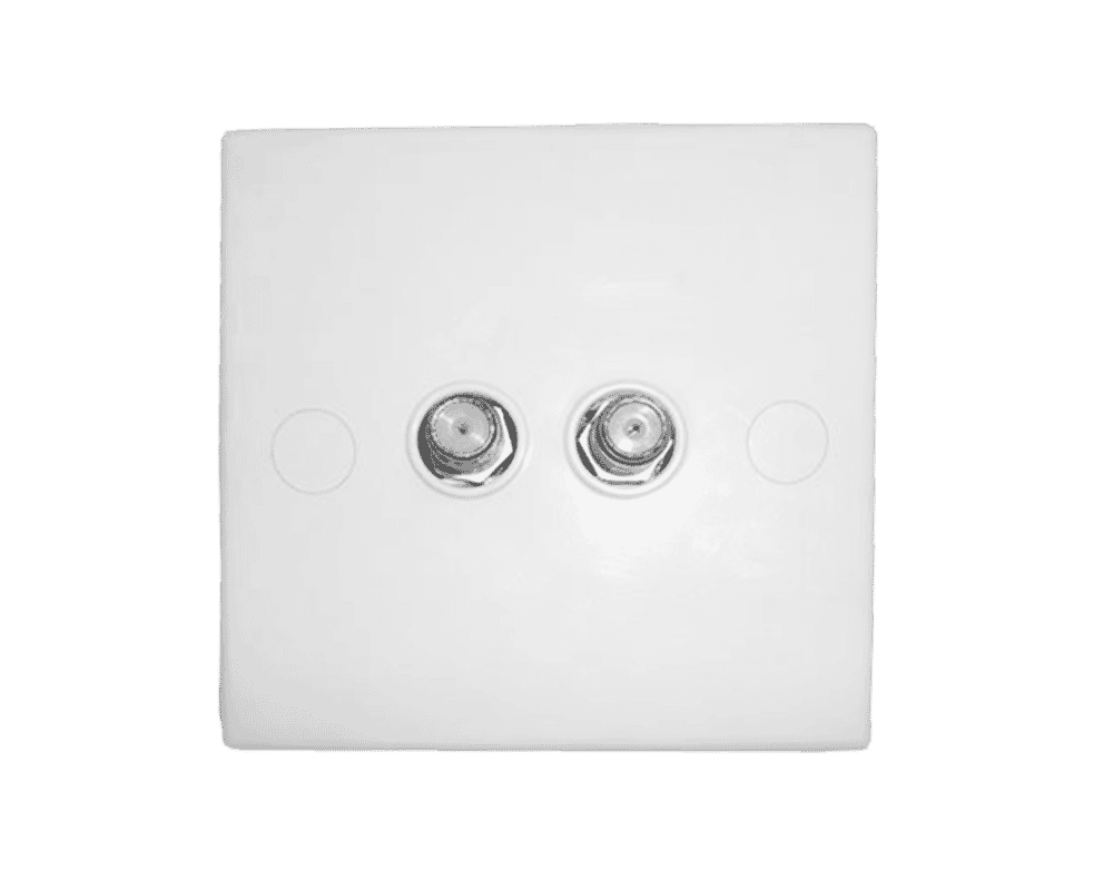 Twin Tv Or Satellite F Plug Wall Face Plate Connectec Uk Twin Tv Or Satellite F Plug Wall Face Plate Connectec Uk
