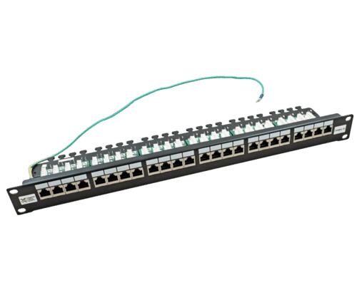 24 Port Cat5e FTP Shielded Angled Patch Panel