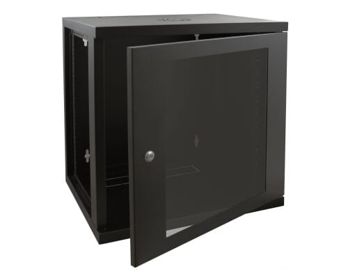 Wall Mounted Network Patching Cabinet with Glass Door Black