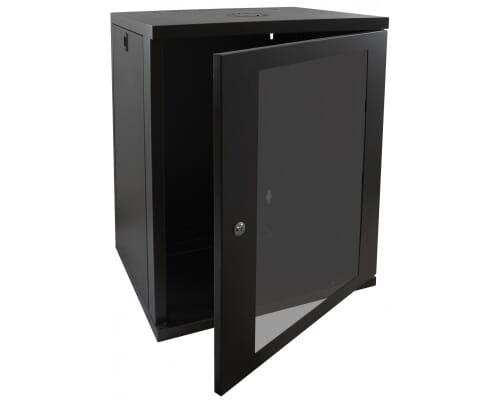 Wall Mounted Network Patching Cabinet with Glass Door Black