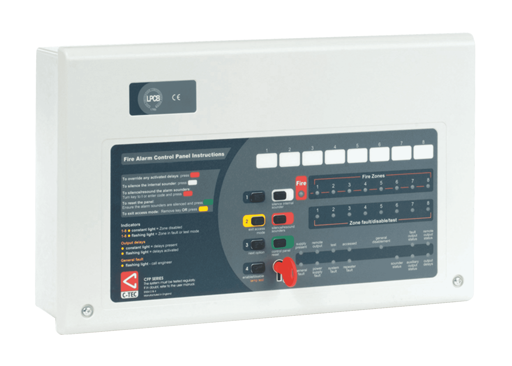 C-TEC CFP708-2 CFP AlarmSense 8 Zone Two-Wire Fire Alarm Panel