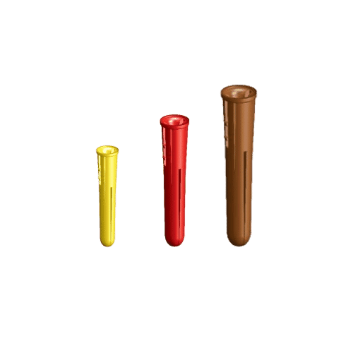 Tough HDPE wall plugs 100 pack Joined (Yellow, Red, Brown)