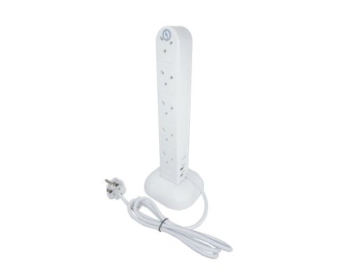 10 Gang 2m White Mini Surge Tower