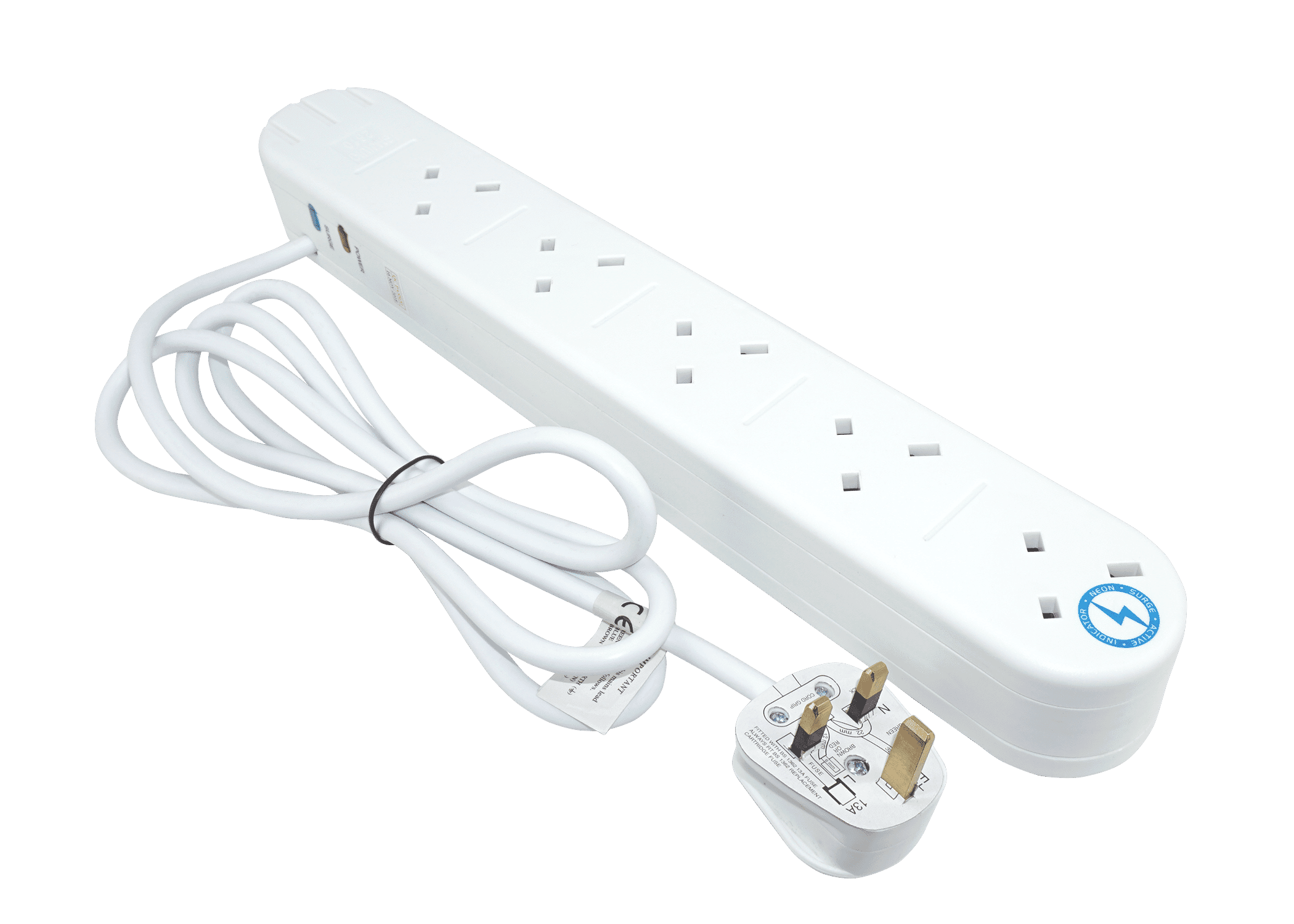 10 Gang 2m White Mini Surge Tower