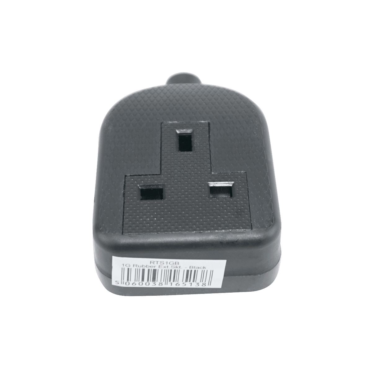 1 Gang Rubber Trailing Socket 13 amp Black