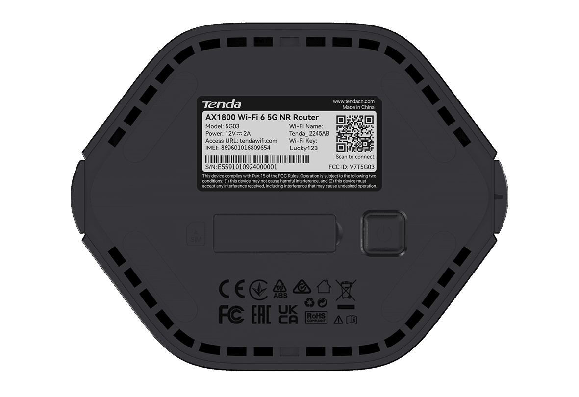 Tenda 5G03 5G NR LTE, AX1800 Router WiFi 6 with Gigabit LAN/WAN Port