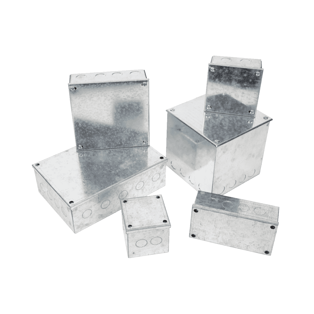 Galvanised Adaptable Box with Knock-0ts and Screw-on Lid