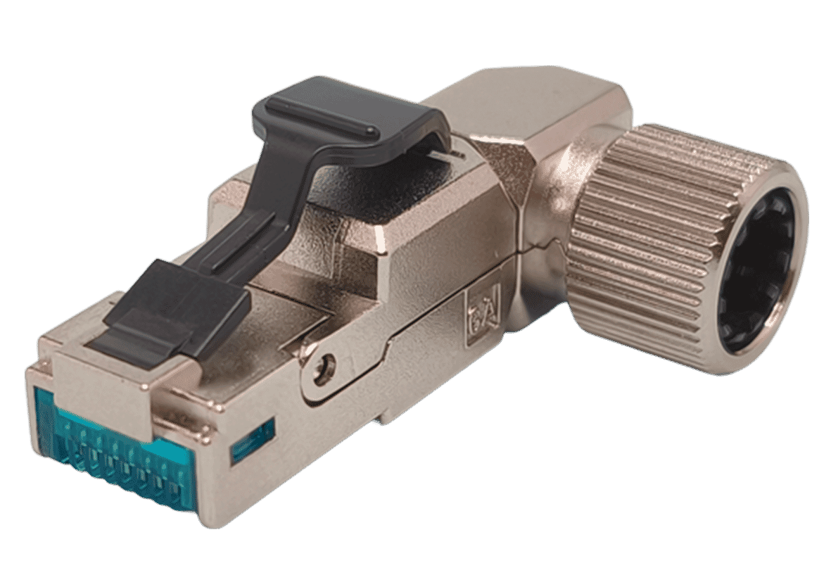 TUK Cat 6A Shielded 90 degree 8 Way Angleable Toolless Plug
