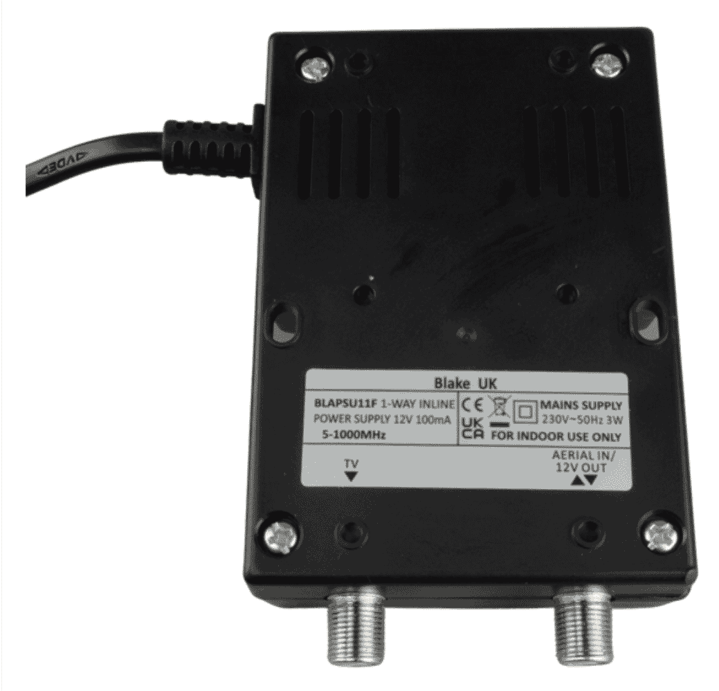 Blake 1-Way F-Type Inline Power Supply, 12V 100mA LTE 5G Protection