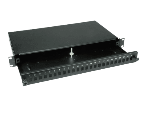 19-Inch Fibre Optic Splice Panel Steel Drawer with 24 Coupling Sockets