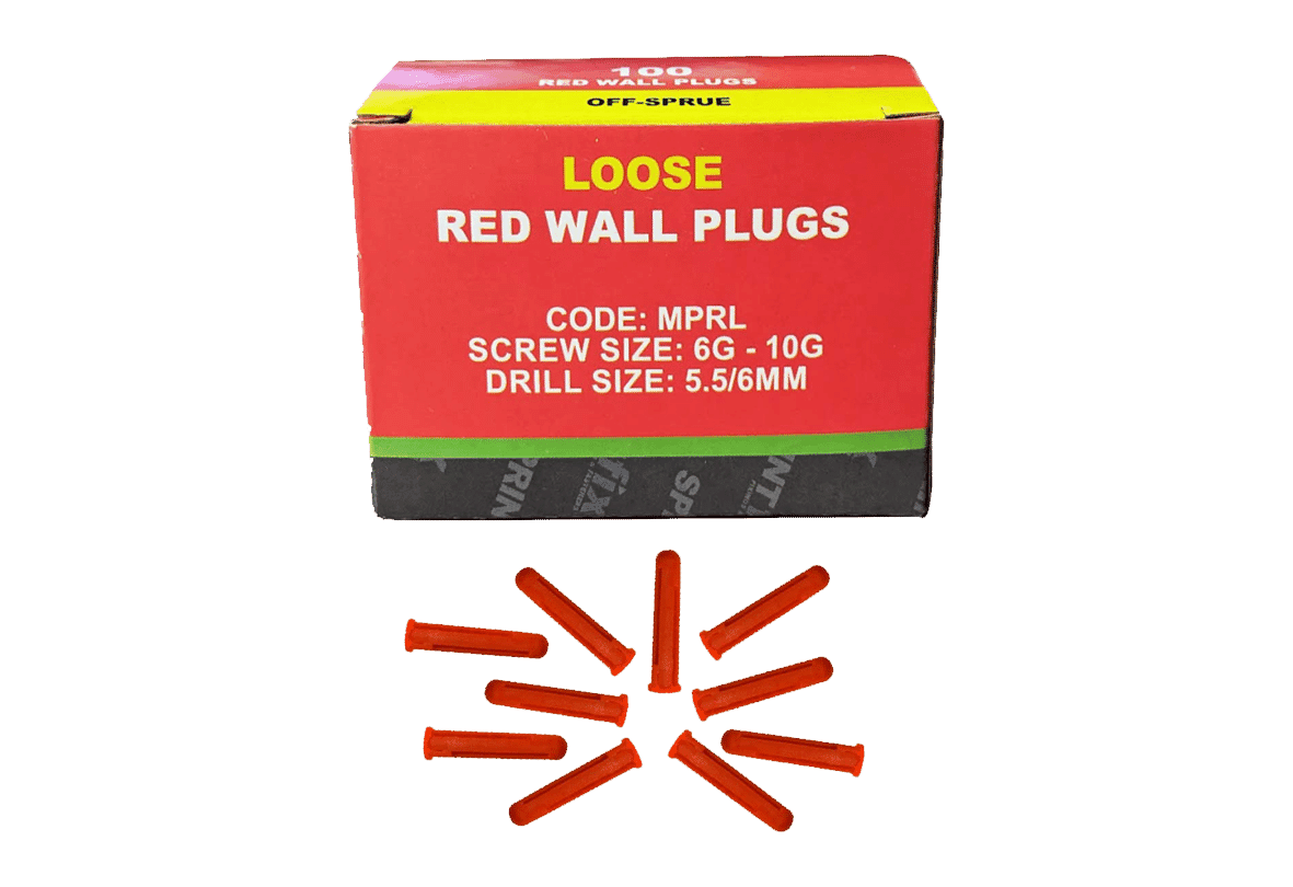 5.5/6mm Red Wall Plugs Loose Box of 100