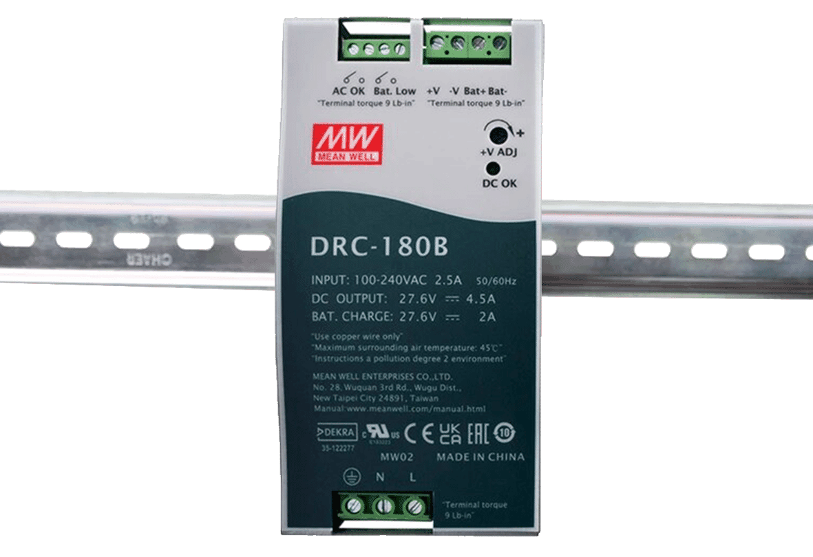 Mean Well DRC-180B 24v 180W Din-Rail Power Supply with UPS Battery Backup Option