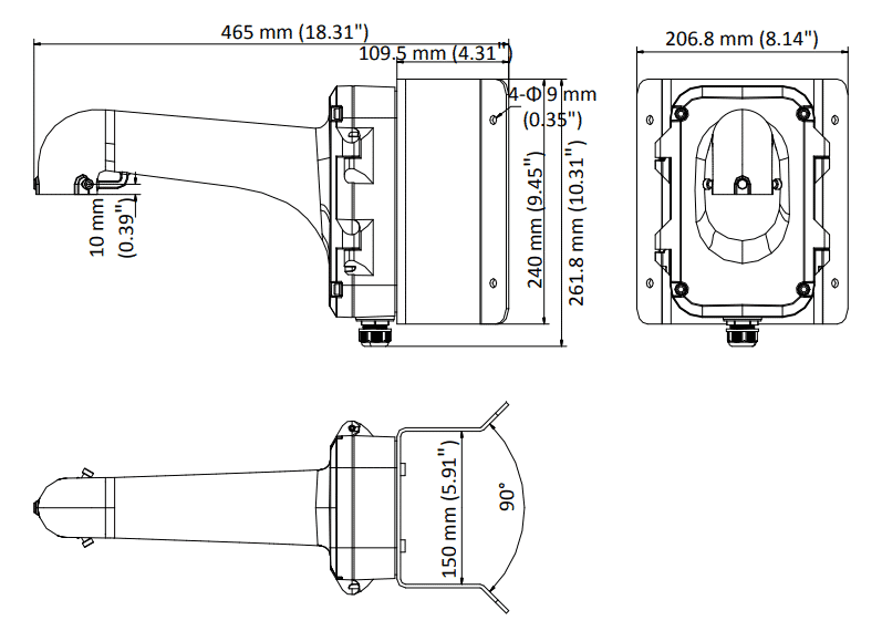 Hikvision DS-1604ZJ-CORNER-P Silver PTZ corner mount with junction base