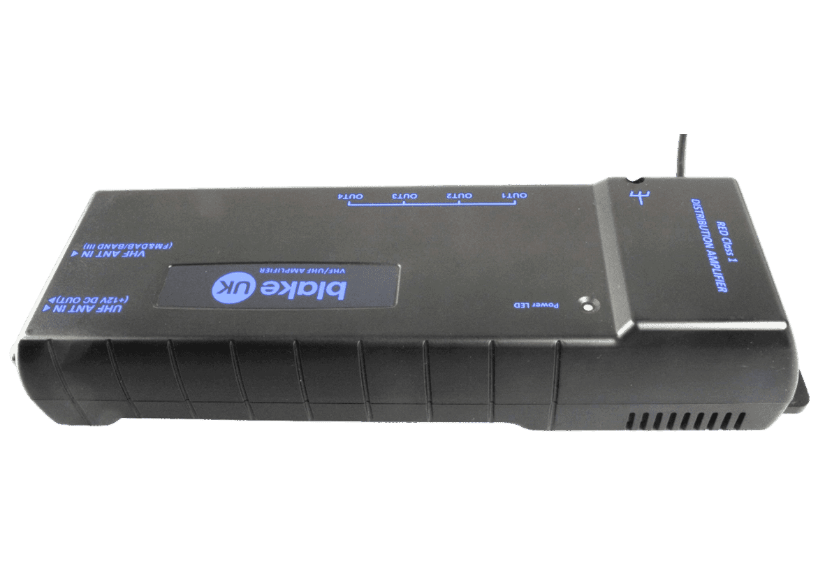 Blake 4-Way Compact Distribution Amplifier 8db Gain (470-694MHz) (RED Class 1)