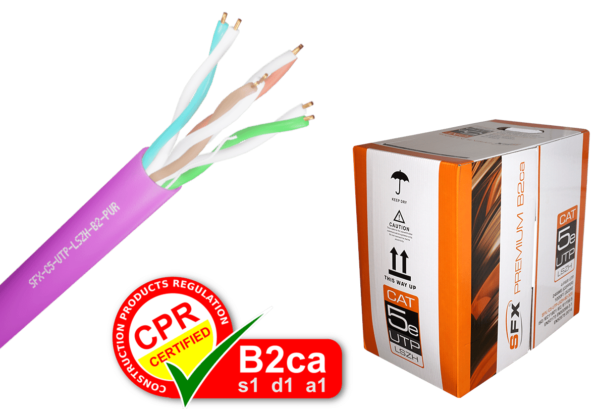 Cat 5 UTP LSZH B2ca Purple Solid Network Cable 305m
