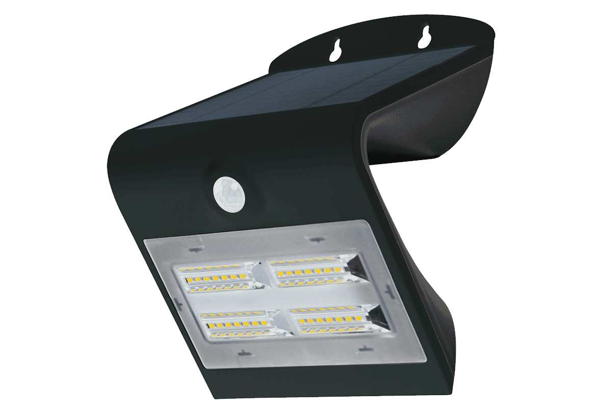 Diamond Lunar 1 Solar LED Wall Light 3.2W with PIR - 3 Mode 4000K - Black