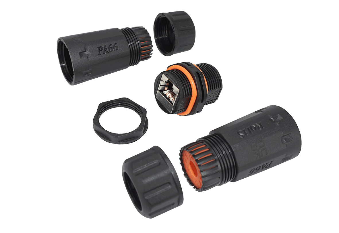 IP68 External Cat 6a RJ45 Shielded STP Inline Cable Coupler
