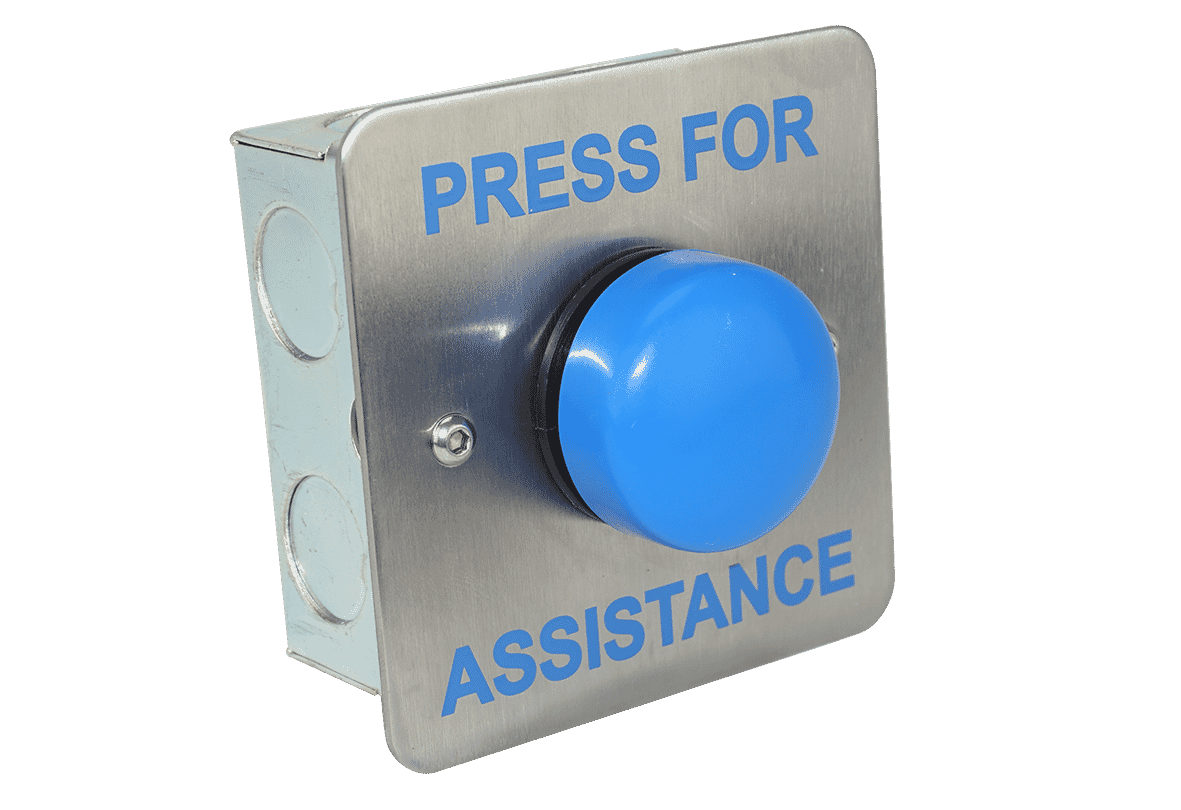 RGL EBB02/PFA Blue Double Pole Button - Press for Assistance