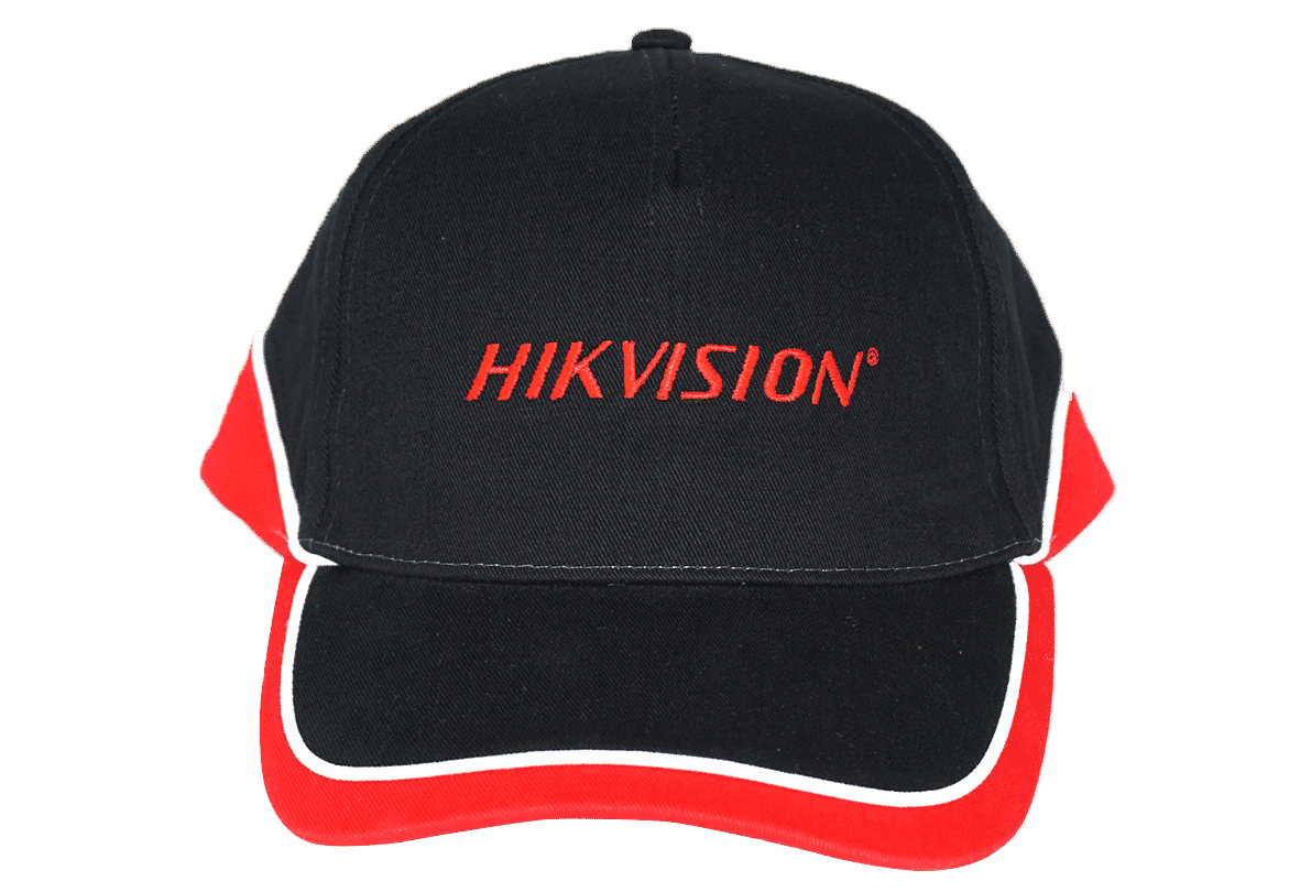Hikvision Logo Adult One-Size Premium Baseball Cap Black / Red / White