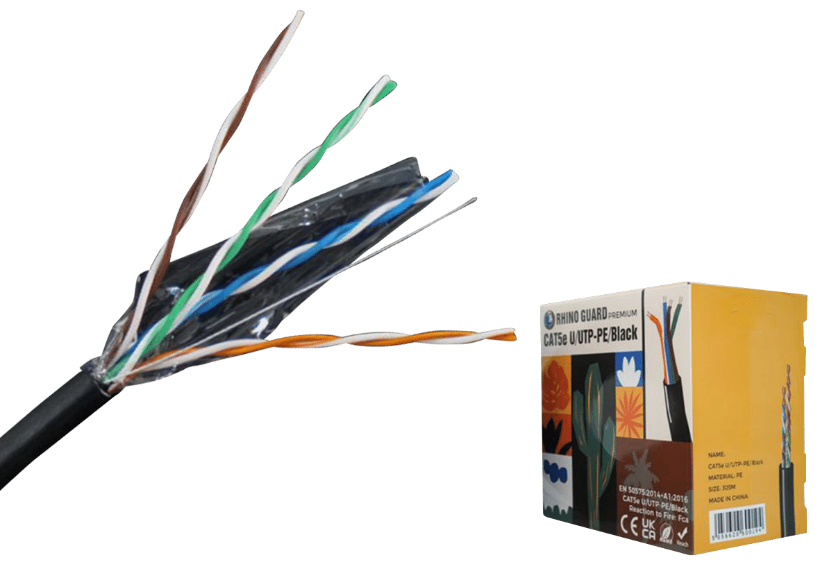 Rhino Guard Premium Cat5e U/UTP-PE/Black Solid Network Cable 305m