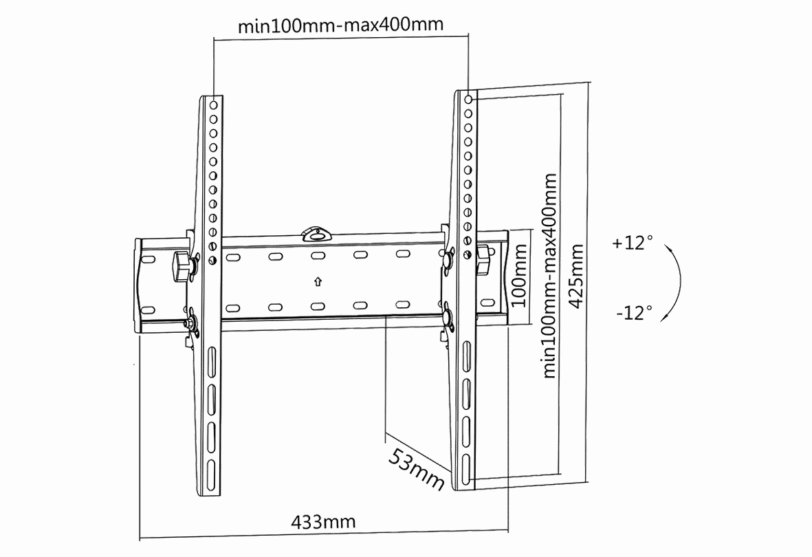 Tilting Slimline TV wall bracket up to 55 Inch 40kg